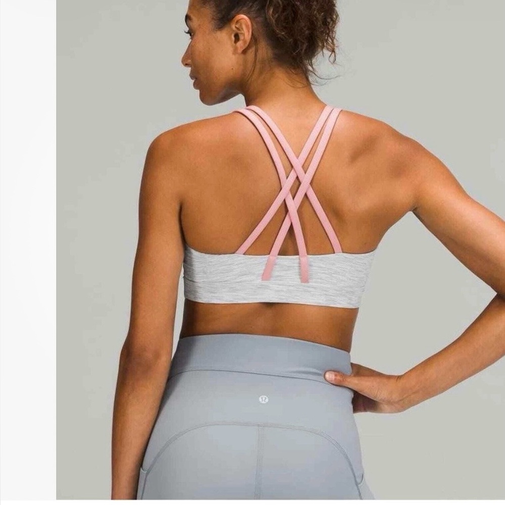 Lululemon Athletica Heather Gray and Pink Cross-Back Bra - Picture 6 of 6